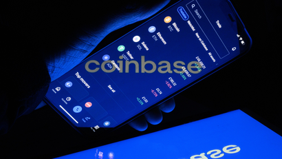 Coinbase screen on a phone