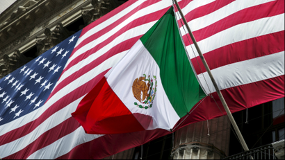 The US and Mexico flags