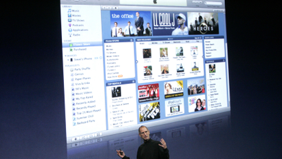 Apple Inc CEO Steve Jobs discusses his company's "iTunes" product at Apple's "Let's Rock" media event in San Francisco, California September 9, 2008.