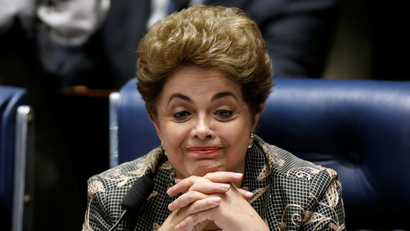 Dilma Rousseff smiling in the Senate