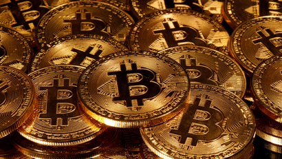Representations of virtual currency Bitcoin are seen in this picture illustration