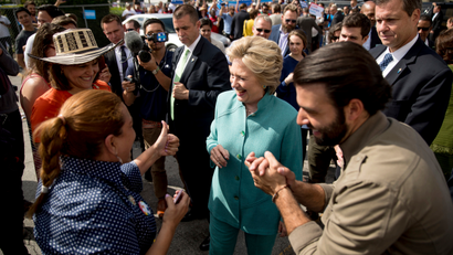 Hillary Clinton campaigned in Florida on Saturday. Hispanic voters may decide who wins there.