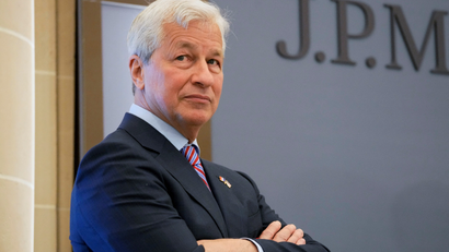 Jamie Dimon, CEO of JP Morgan, looks on during the inauguration the new French headquarters of JP Morgan bank in Paris
