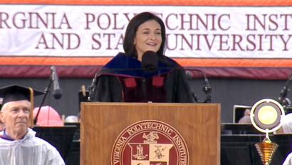 Facebook COO Sheryl Sandberg gives the commencement speech at Virginia Tech.