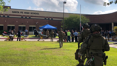 Law enforcement officers are responding to Santa Fe High School following a shooting incident Law enforcement officers are responding to Santa Fe High School following a shooting incident