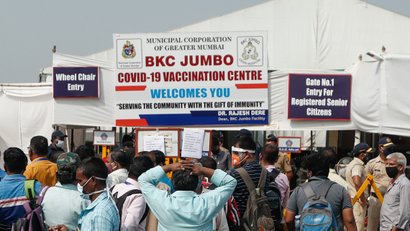 Shortage of COVID-19 vaccine supplies at a vaccination centre, in Mumbai