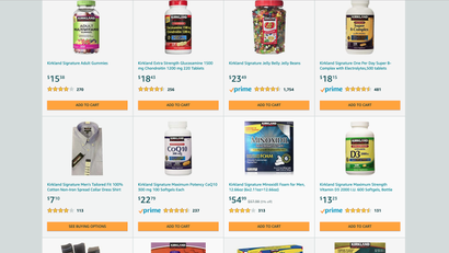 Kirkland products on Amazon