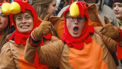 two men in turkey costumes