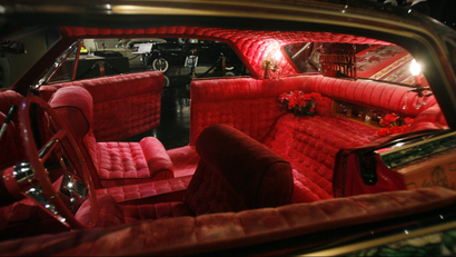 Inside of a customized 1964 Chevy Impala.
