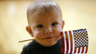Baby with US flag.