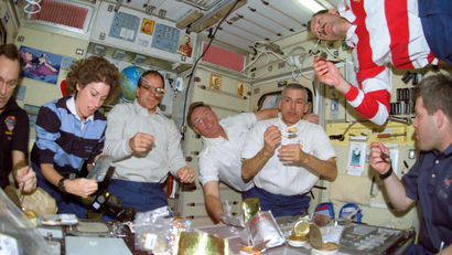 nasa scientists eating food in space