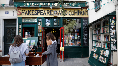 Second-hand books are put on sale outside the Shakespeare and Company bookstore in Paris, France, September 14, 2018.