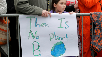 Protesters line Central Park West during the Earth Day 'March For Science NYC' demonstration to coincide with similar marches globally in Manhattan, New York, U.S.