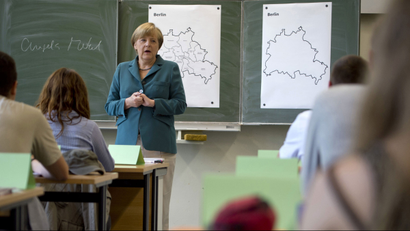German Chancellor gives a lecture