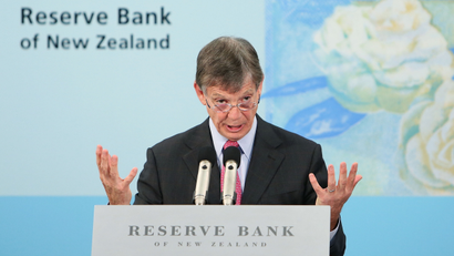 Reserve Bank Governor Graeme Wheeler speaks during his first cash rate announcement at the Reserve Bank.