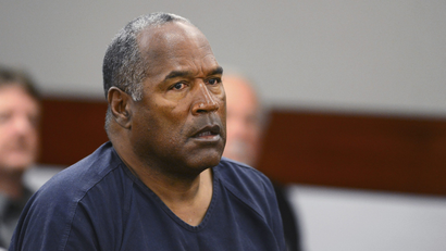 O.J. Simpson appears at an evidentiary hearing in Clark County District Court in Las Vegas.