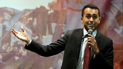 5-Star Movement leader Luigi Di Maio speaks to supporters in Pomigliano D'Arco, Italy