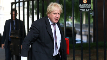 Boris Johnson arriving at Downing Street