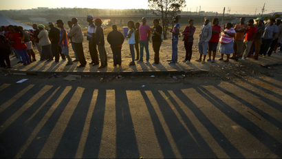 Voters in Alexandra township wait to cast their vote during general elections last May.