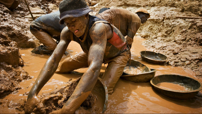 A gold miner in northeastern Congo