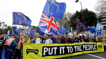 A group of people marching to have a final say on the Brexit