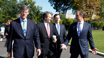 Bank CEOs arrive at the White House in Washington
