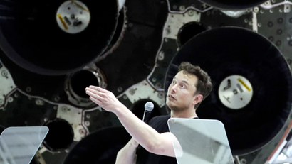 SpaceX founder and chief executive Elon Musk speaks after announcing Japanese billionaire Yusaku Maezawa as the first private passenger on a trip around the moon, Monday, Sept. 17, 2018, in Hawthorne, Calif.