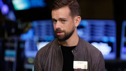 Square CEO Jack Dorsey is interviewed on the floor of the New York Stock Exchange, Thursday, Nov. 19, 2015. (AP Photo/Richard Drew)