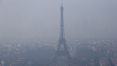 Paris is banning diesel cars to stop pollution like this around the Eiffel Tower