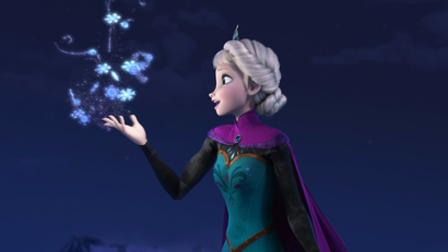 This image released by Disney shows Elsa the Snow Queen, voiced by Idina Menzel, in a scene from the animated feature "Frozen." (AP Photo/Disney japan frozen sexism elsa Let it go