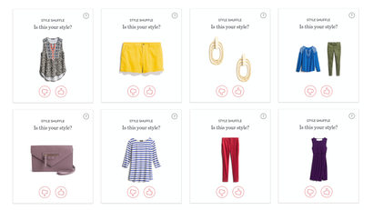 Examples of the Stitch Fix Style Shuffle Tinder for clothes game