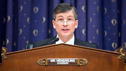 Chairman of the House Financial Services Committee, Jeb Hensarling (R-TX) questions financial regulators about the effects of the Volcker Rule on employment in Washington on February 5, 2014.