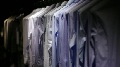 A rack of dress shirts