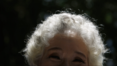 A white-haired woman