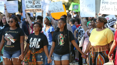 Activists gather during a Black Lives Matter rally in Charleston, West Virginia