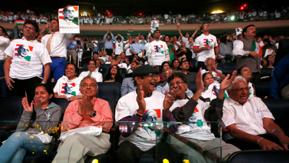 Supporters cheer as India's Prime Minister Narendra Modi gives a speech during a reception by the Indian community in honor of his visit to the United States at Madison Square Garden, Sunday, Sept. 28, 2014, in New York.