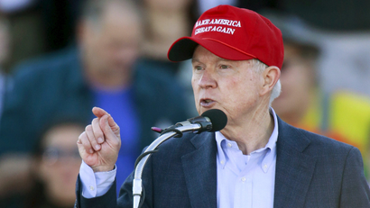 U.S. Senator Jeff Sessions speaks to supporters of U.S. Republican presidential candidate Donald Trump