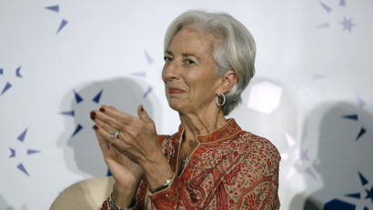 International Monetary Fund (IMF) Managing Director Christine Lagarde applauds