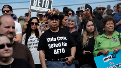Supporters of U.S. Rep. Beto O'Rourke (D-TX), candidate for U.S. Senate