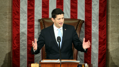 Rep. Paul Ryan, R-Wis. speaks in the House Chamber on Capitol Hill in Washington, Thursday, Oct. 29, 2015. Republicans rallied behind Ryan to elect him the House's 54th speaker on Thursday as a splintered GOP turned to the youthful but battle-tested lawmaker to mend its self-inflicted wounds and craft a conservative message to woo voters in next year's elections.