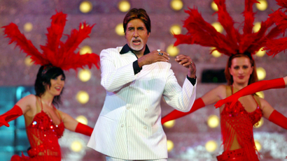 Bollywood icon Amitabh Bachchan performs during a concert in Bombay.