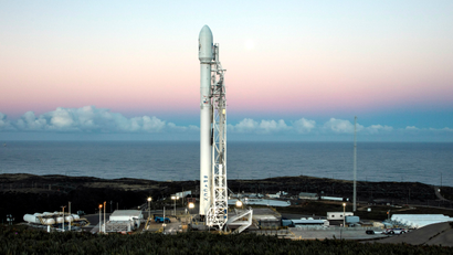 SpaceX's Falcon 9 rocket on the launch pad at Vandenberg Air Force Base on January 14, 2017.
