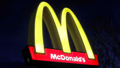 McDonald's golden arches sign.