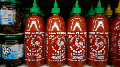 Bottles of Sriracha