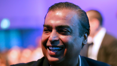 Mukesh Ambani, Chairman and Managing Director of Reliance Industries, smiles as he attends the World Economic Forum (WEF) annual meeting in Davos, Switzerland, January 23, 2018.