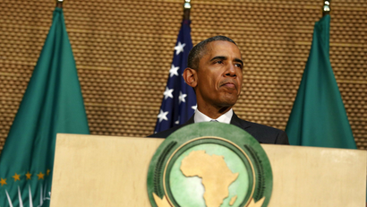 Obama speaks at the African Union in Addis Ababa, Ethiopia.