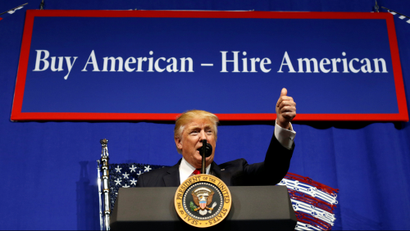 U.S. President Donald Trump gives a speech