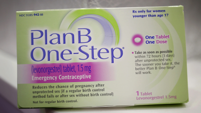 A Plan B One-Step emergency contraceptive box