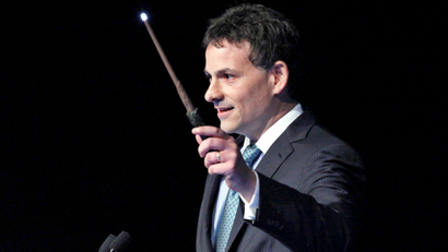 David Einhorn, president of Greenlight Capital, holds a toy wand as part of a joke during the Sohn Investment Conference in New York, May 16, 2012. The Sohn Conference Foundation is dedicated to the treatment and cure of pediatric cancer and other childhood diseases.