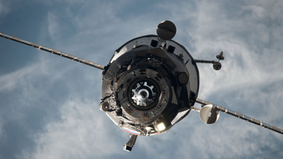 In this Feb. 5, 2014 photo provided by NASA, an ISS Progress resupply vehicle approaches the International Space Station. On Wednesday, April 29, 2015, NASA and the Russian Space Agency declared a total loss on an unmanned Progress capsule, carrying 3 tons of goods to the station. The spacecraft began tumbling when it reached orbit Tuesday, following launch from Kazakhstan, and flight controllers were unable to bring it under control.